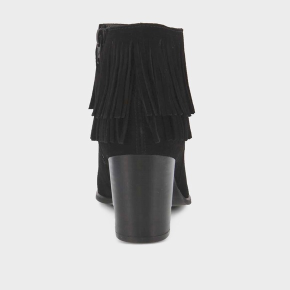 Boho Cascading Fringe Chunky Heel Ankle Booties - Picture 7 of 8